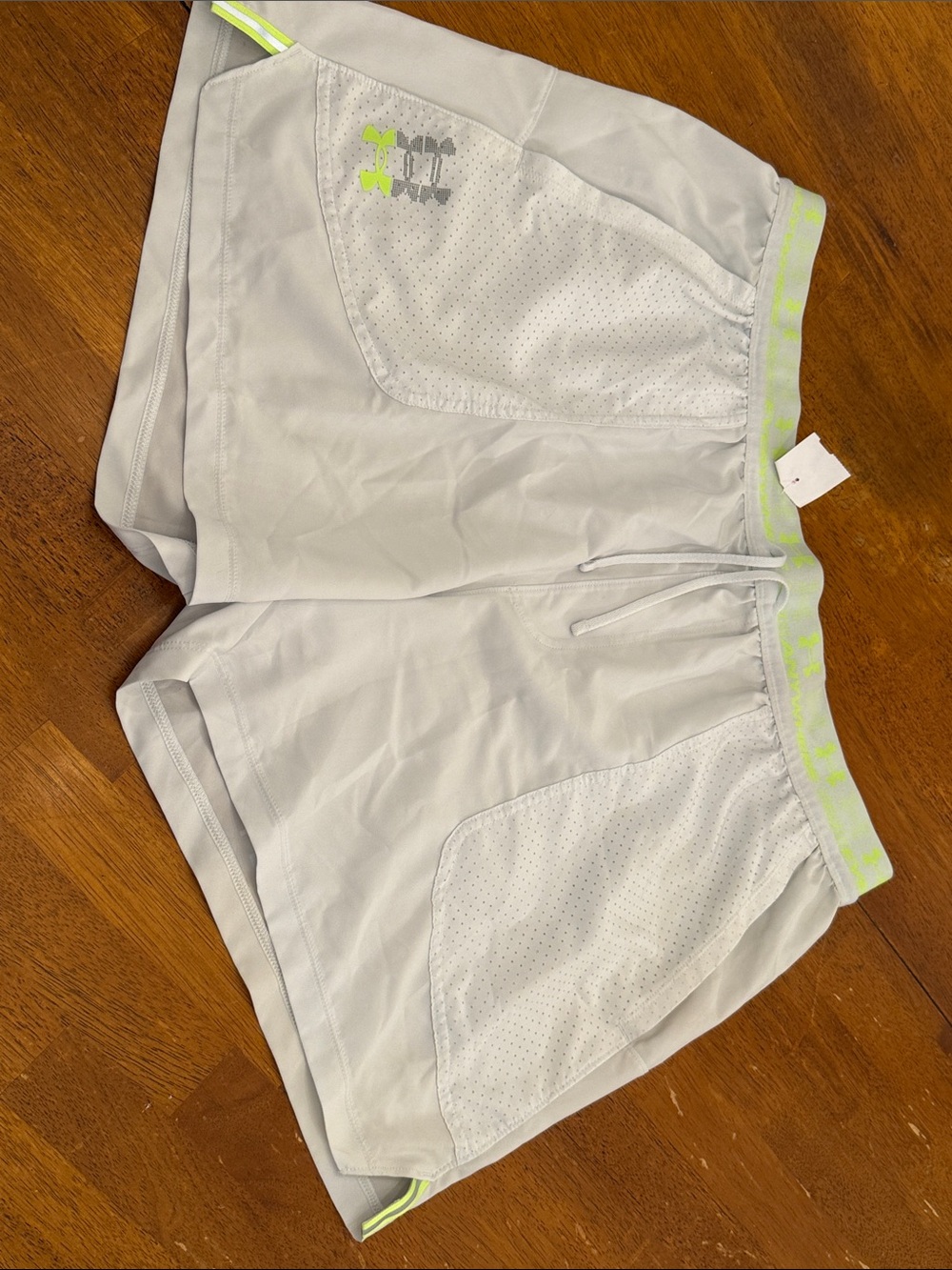 Under Armour Light Gray Athletic Shorts with Lime Accent xxl